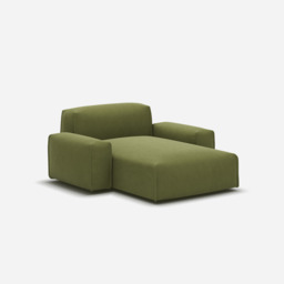 Float 1.5 Seater Chaise Sofa - Dark Green Velvet - thumbnail 1