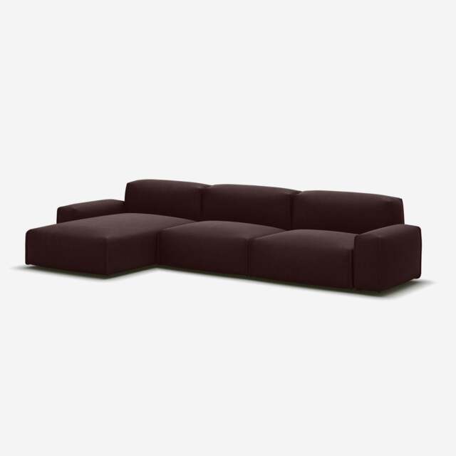 Float 5 Seater LH Chaise Sofa - Dark Brown Velvet - image 1