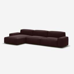 Float 5 Seater LH Chaise Sofa - Dark Brown Velvet