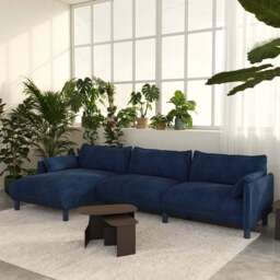 Cozy 5 Seater LH Chaise Sofa - Midnight Blue Velvet - thumbnail 2