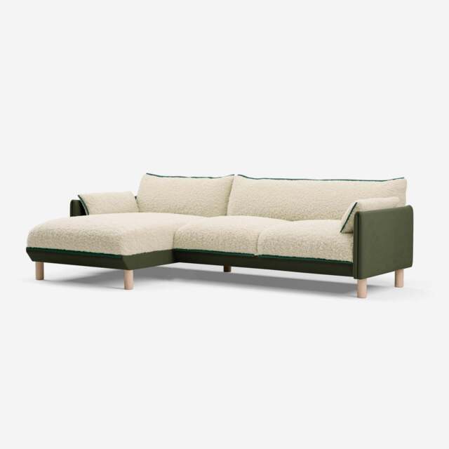 Cozy 4 Seater LH Chaise Sofa - Dark Green Velvet - image 1
