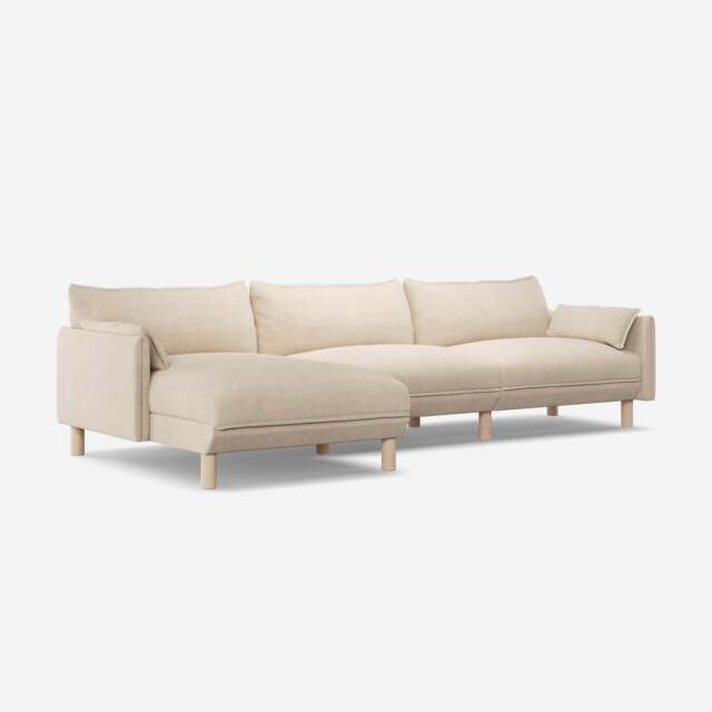 Cozy 5 Seater LH Chaise Sofa - Cream Textured Weave - image 1