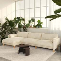 Cozy 5 Seater LH Chaise Sofa - Cream Textured Weave - thumbnail 2