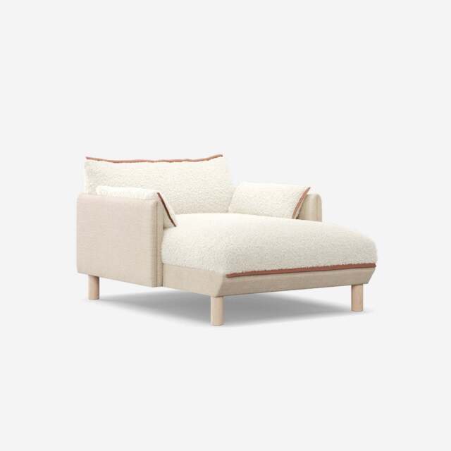 Cozy 1.5 Seater Chaise Sofa - Cream Textured Weave - image 1