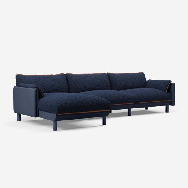 Cozy 5 Seater LH Chaise Sofa - Navy Cotton - image 1