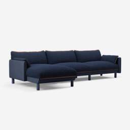 Cozy 5 Seater LH Chaise Sofa - Navy Cotton
