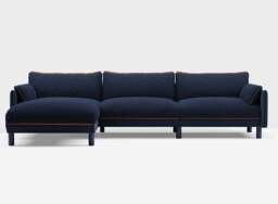 Cozy 5 Seater LH Chaise Sofa - Navy Cotton - thumbnail 3