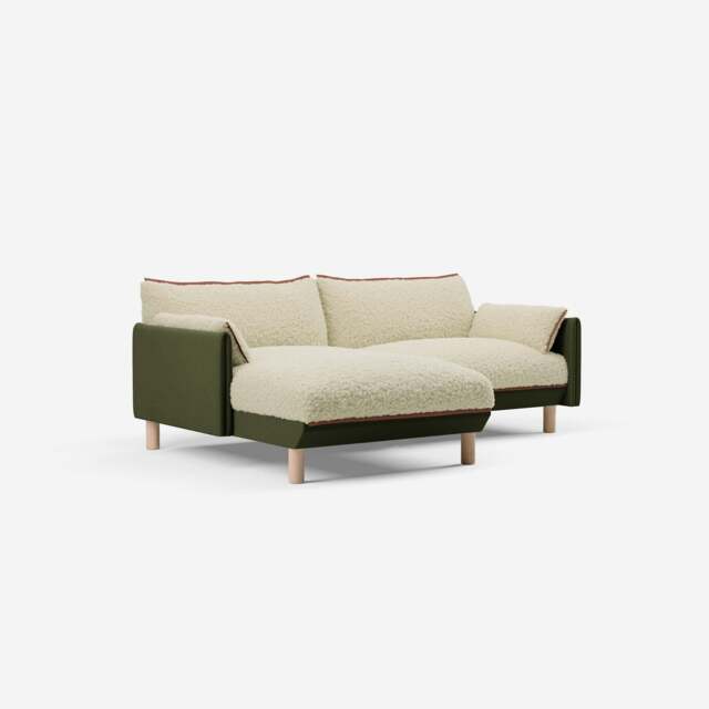 Cozy 3 Seater LH Chaise Sofa - Dark Green Velvet - image 1