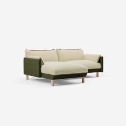 Cozy 3 Seater LH Chaise Sofa - Dark Green Velvet