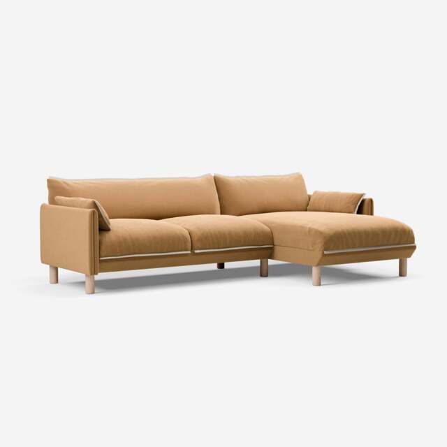 Cozy 4 Seater RH Chaise Sofa - Ochre Cotton - image 1