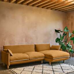 Cozy 4 Seater RH Chaise Sofa - Ochre Cotton - thumbnail 2
