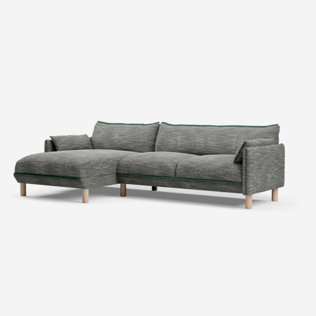 Cozy 4 Seater LH Chaise Sofa - Salt & Pepper Textured Weave - image 1