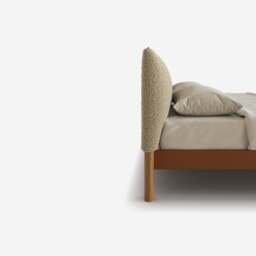 Cozy Bed - King - Tan Vegan Leather Frame - Cream Fleece Headboard - thumbnail 3