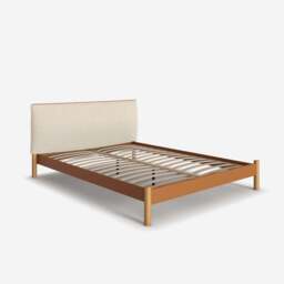Cozy Bed - King - Tan Vegan Leather Frame - Cream Fleece Headboard - thumbnail 5