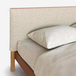 Cozy Bed - King - Tan Vegan Leather Frame - Cream Fleece Headboard - thumbnail 2