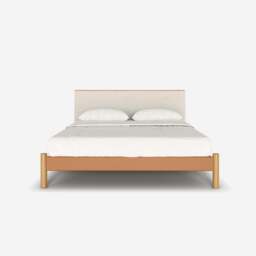 Cozy Bed - King - Tan Vegan Leather Frame - Cream Fleece Headboard - thumbnail 4