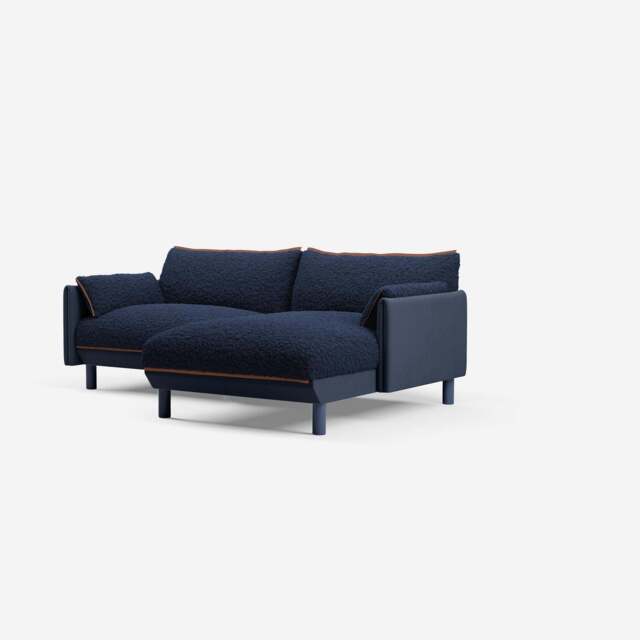 Cozy 3 Seater RH Chaise Sofa - Navy Cotton - image 1
