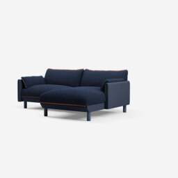 Cozy 3 Seater RH Chaise Sofa - Navy Cotton - thumbnail 1