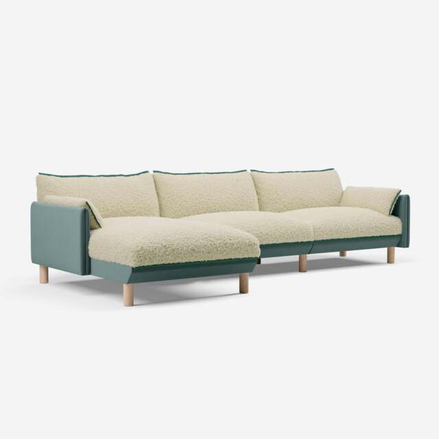 Cozy 5 Seater LH Chaise Sofa - Sage Cotton - image 1