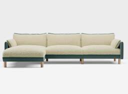 Cozy 5 Seater LH Chaise Sofa - Sage Cotton - thumbnail 3
