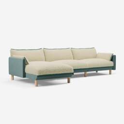 Cozy 5 Seater LH Chaise Sofa - Sage Cotton - thumbnail 1