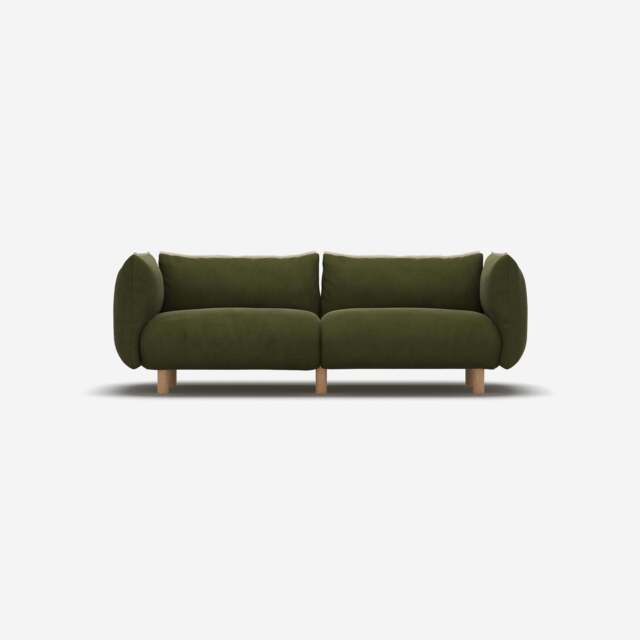 Pillow 3 Seater Sofa - Dark Green Velvet - image 1