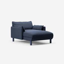 Cozy 1.5 Seater Chaise Sofa - Navy Cotton - thumbnail 1