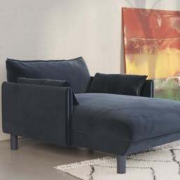 Cozy 1.5 Seater Chaise Sofa - Navy Cotton - thumbnail 2