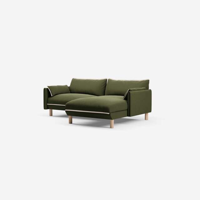 Cozy 3 Seater RH Chaise Sofa - Dark Green Velvet - image 1