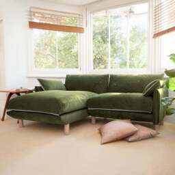 Cozy 3 Seater RH Chaise Sofa - Dark Green Velvet - thumbnail 2