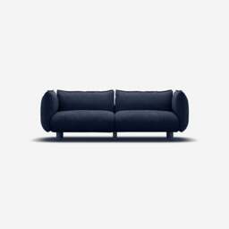 Pillow 3 Seater Sofa - Navy Cotton - thumbnail 1