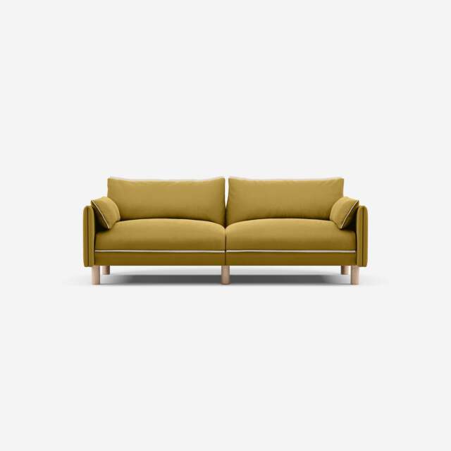 Cozy 3 Seater Sofa - Mustard Velvet - image 1