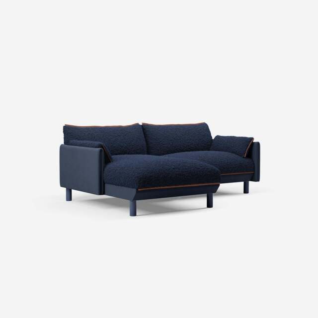 Cozy 3 Seater LH Chaise Sofa - Navy Cotton - image 1