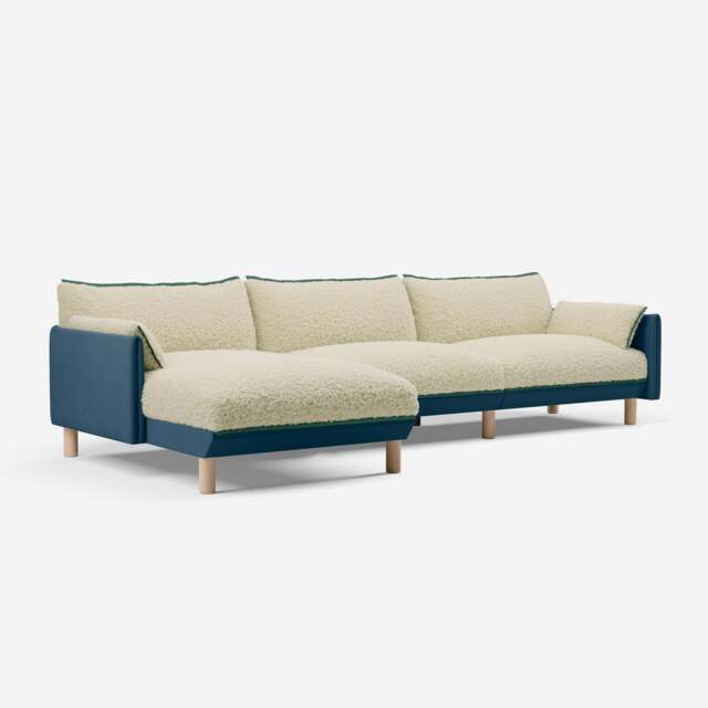 Cozy 5 Seater LH Chaise Sofa - Teal Velvet - image 1