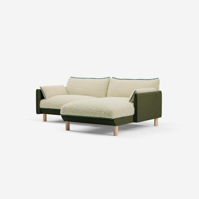 Cozy 3 Seater RH Chaise Sofa - Dark Green Velvet - image 1