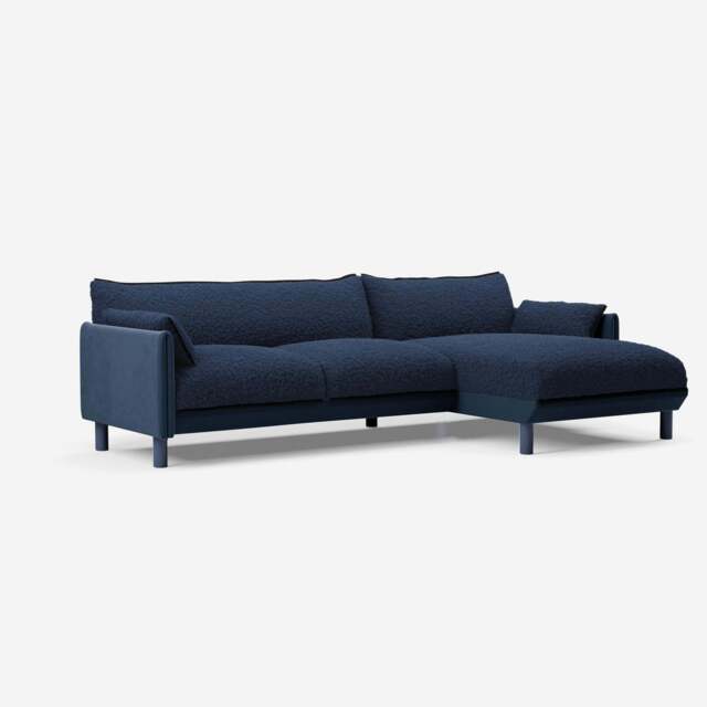 Cozy 4 Seater RH Chaise Sofa - Midnight Blue Velvet - image 1