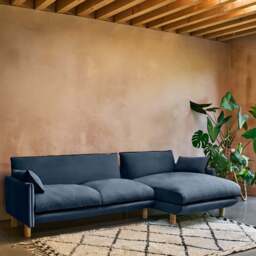 Cozy 4 Seater RH Chaise Sofa - Midnight Blue Velvet - thumbnail 2