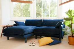 Cozy 4 Seater RH Chaise Sofa - Midnight Blue Velvet - thumbnail 9