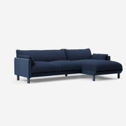 Cozy 4 Seater RH Chaise Sofa - Midnight Blue Velvet - thumbnail 1