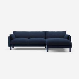 Cozy 4 Seater RH Chaise Sofa - Midnight Blue Velvet - thumbnail 4