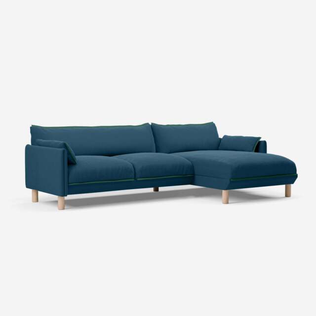 Cozy 4 Seater RH Chaise Sofa - Teal Velvet - image 1