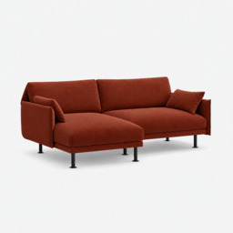 Rest 3 Seater LH Chaise Sofa - Rust Velvet