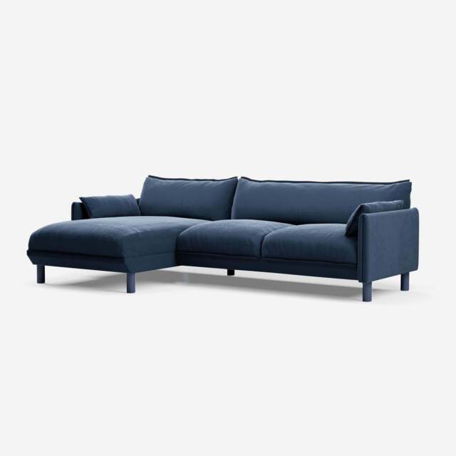 Cozy 4 Seater LH Chaise Sofa - Midnight Blue Velvet - image 1