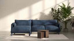 Cozy 4 Seater LH Chaise Sofa - Midnight Blue Velvet - thumbnail 2
