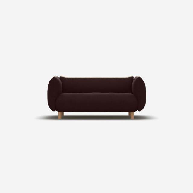 Pillow 2 Seater Sofa - Dark Brown Velvet - image 1