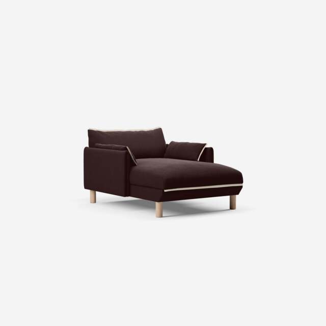 Cozy 1.5 Seater Chaise Sofa - Dark Brown Velvet - image 1