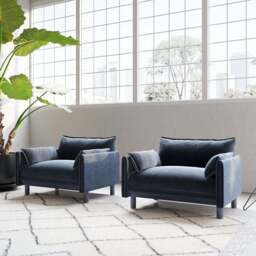 Cozy 1.5 Seater Sofa - Navy Cotton - thumbnail 2