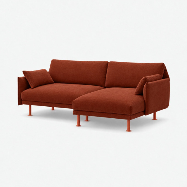 Rest 3 Seater RH Chaise Sofa - Rust Velvet - image 1