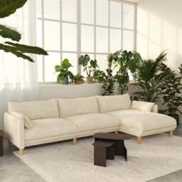 Cozy 5 Seater RH Chaise Sofa - Cream Textured Weave - thumbnail 2
