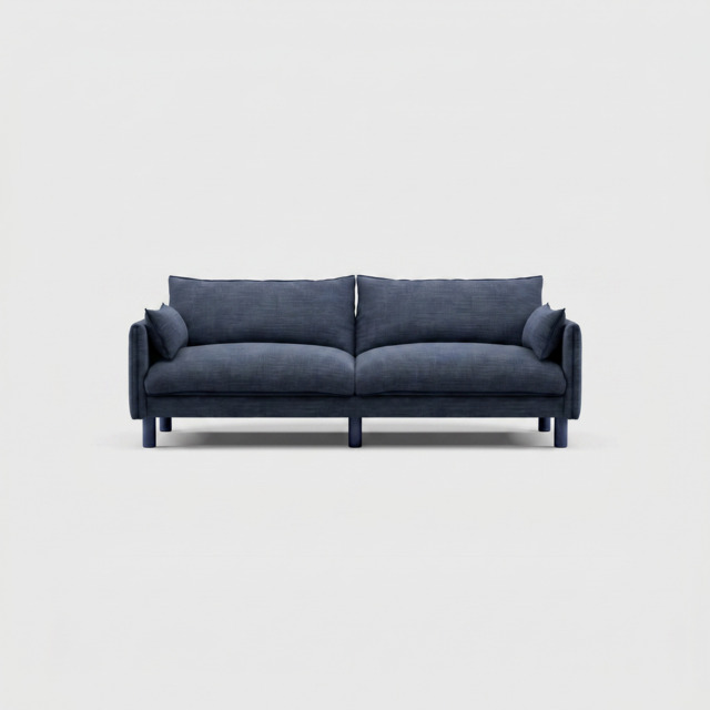 Cozy 3 Seater Sofa - Blue & Brown Textured Weave - image 1